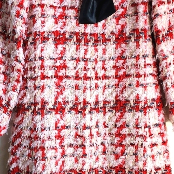 NWOT Amen Wardy Aspen Metallic Tweed Mid Length Jacket Pink Red Size FR36 - Picture 10 of 17